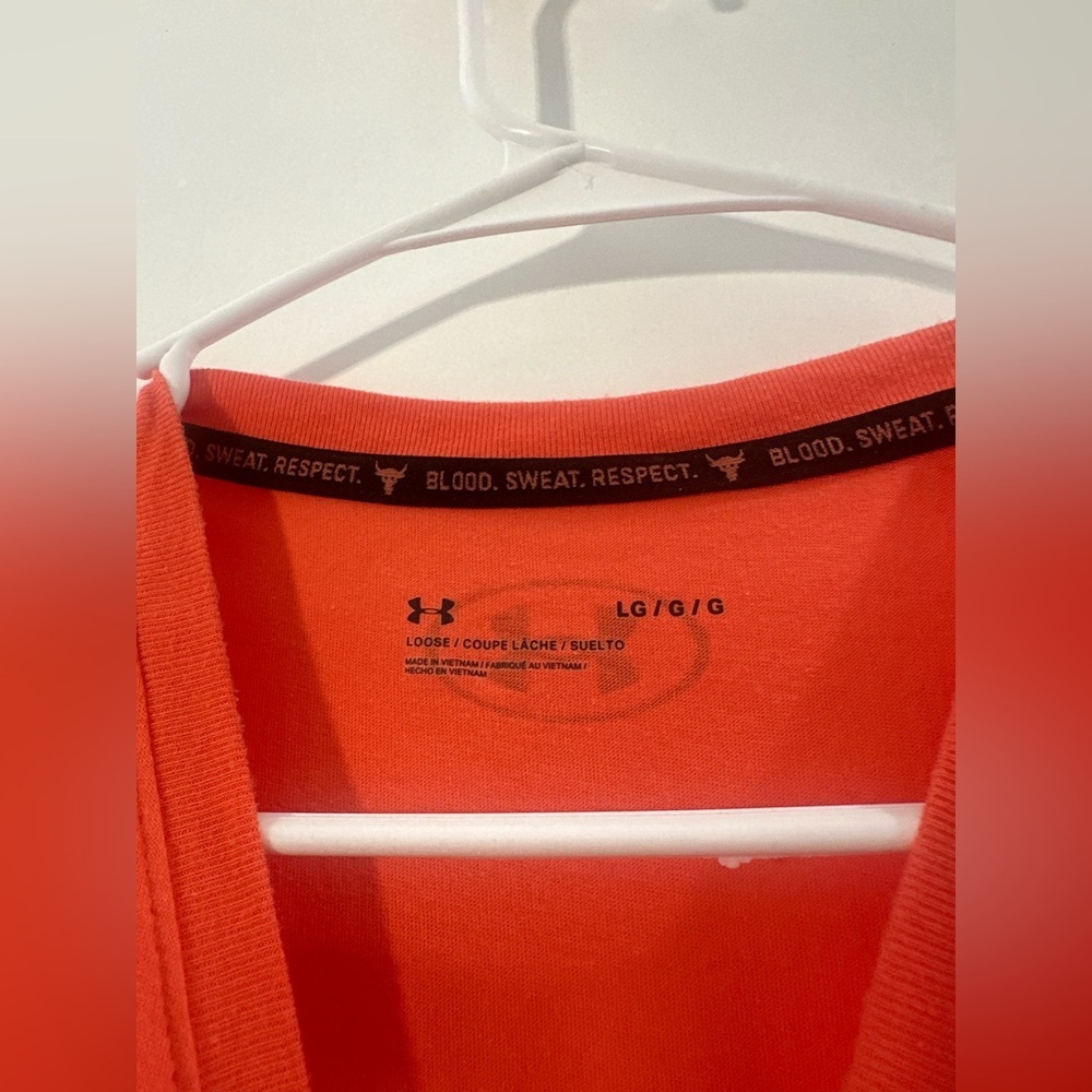 Under Armour The Rock Bold Orange Muscle Tee - Picture 2 of 3